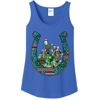 Country Western Cactus Sunflower Horseshoe Gift Ladies Essential Tank