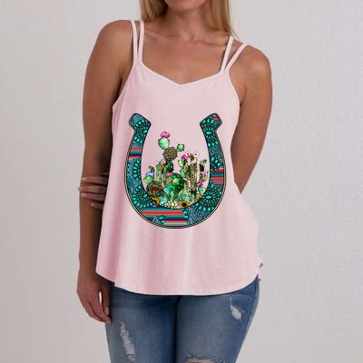 Country Western Cactus Sunflower Horseshoe Gift Women's Strappy Tank