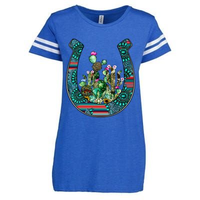 Country Western Cactus Sunflower Horseshoe Gift Enza Ladies Jersey Football T-Shirt