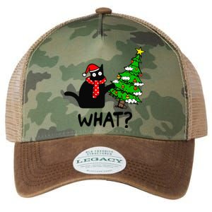 Cat What Christmas Tree Xmas Light Santa Hat Funny Black Cat Legacy Tie Dye Trucker Hat