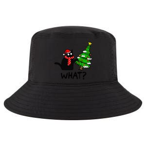 Cat What Christmas Tree Xmas Light Santa Hat Funny Black Cat Cool Comfort Performance Bucket Hat