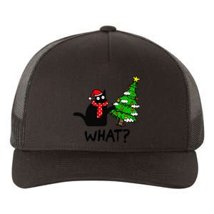 Cat What Christmas Tree Xmas Light Santa Hat Funny Black Cat Yupoong Adult 5-Panel Trucker Hat