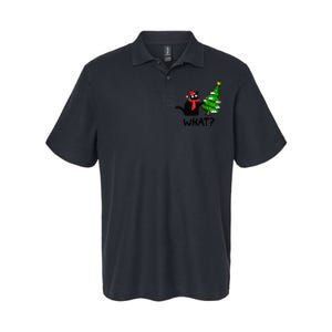 Cat What Christmas Tree Xmas Light Santa Hat Funny Black Cat Softstyle Adult Sport Polo