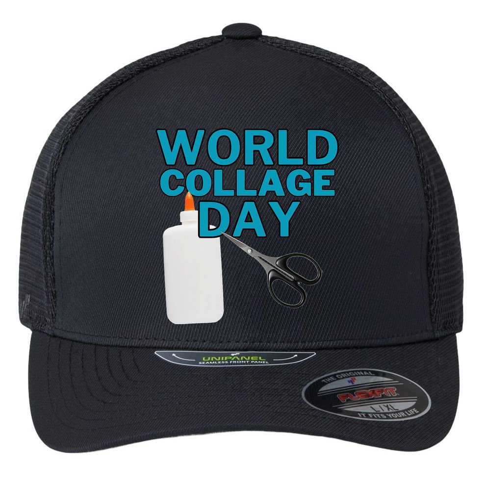 Celebrate World Collage Day Flexfit Unipanel Trucker Cap