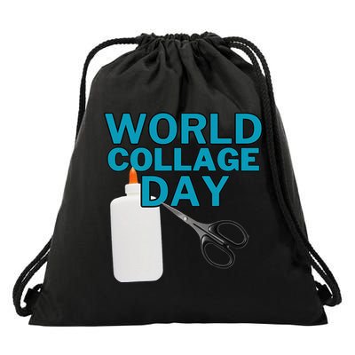 Celebrate World Collage Day Drawstring Bag