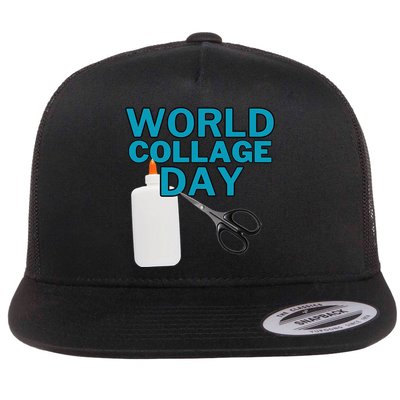 Celebrate World Collage Day Flat Bill Trucker Hat