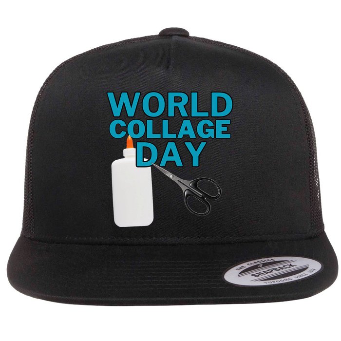 Celebrate World Collage Day Flat Bill Trucker Hat