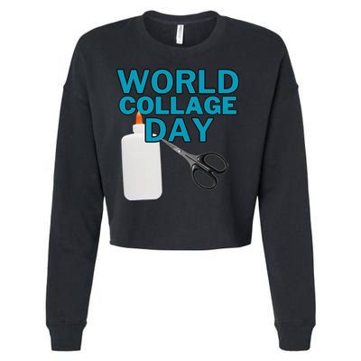Celebrate World Collage Day Cropped Pullover Crew