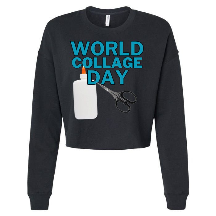 Celebrate World Collage Day Cropped Pullover Crew