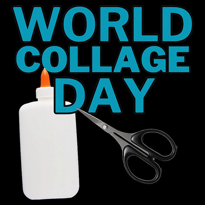 Celebrate World Collage Day Cropped Pullover Crew