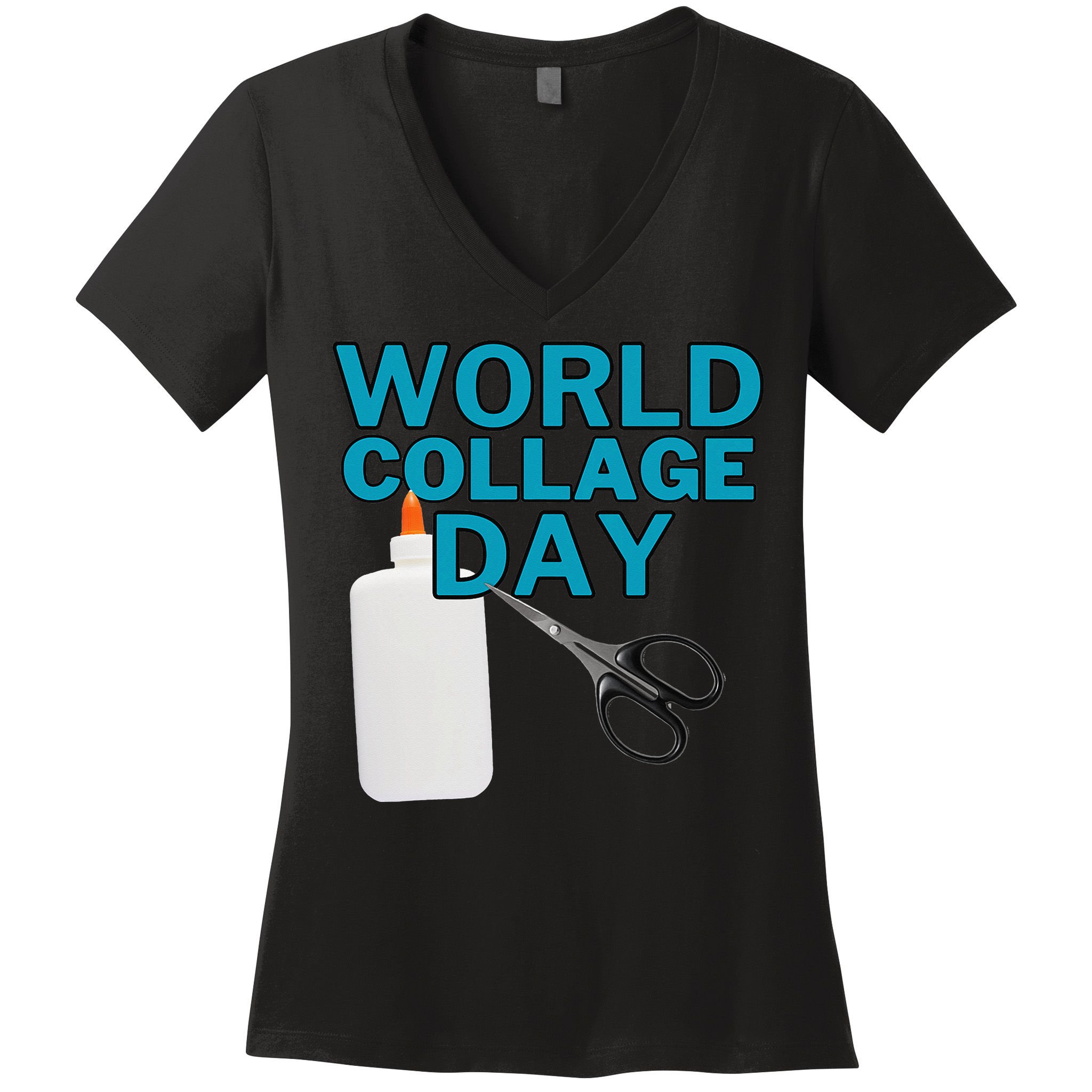 Celebrate World Collage Day Women's V-Neck T-Shirt