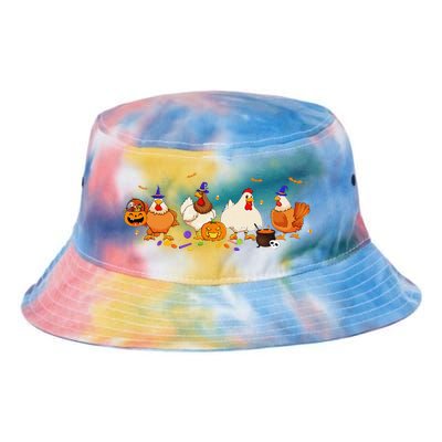 Cute Witch Chicken Chick Pumpkin Halloween Farm Farmer Tie Dye Newport Bucket Hat