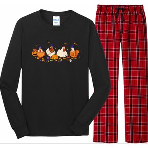 Cute Witch Chicken Chick Pumpkin Halloween Farm Farmer Long Sleeve Pajama Set