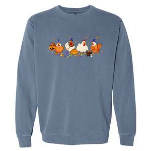 Cute Witch Chicken Chick Pumpkin Halloween Farm Farmer Garment-Dyed Sweatshirt