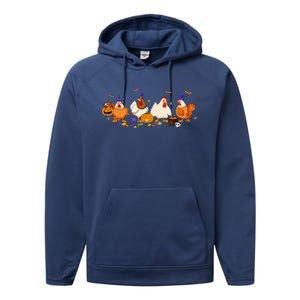 Cute Witch Chicken Chick Pumpkin Halloween Farm Farmer Performance Fleece Hoodie