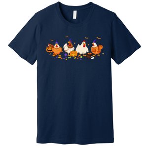 Cute Witch Chicken Chick Pumpkin Halloween Farm Farmer Premium T-Shirt