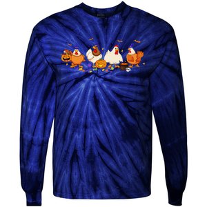 Cute Witch Chicken Chick Pumpkin Halloween Farm Farmer Tie-Dye Long Sleeve Shirt