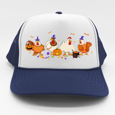 Cute Witch Chicken Chick Pumpkin Halloween Farm Farmer Trucker Hat