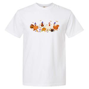 Cute Witch Chicken Chick Pumpkin Halloween Farm Farmer Garment-Dyed Heavyweight T-Shirt