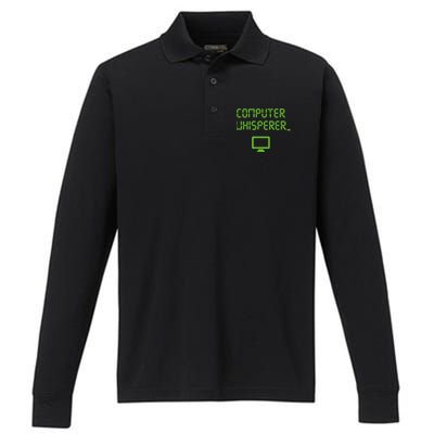 Computer Whisperer Cool Gift Tech Support Nerds Geeks Funny It Cute Gift Performance Long Sleeve Polo