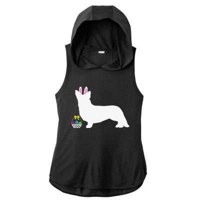 Cardigan Welsh Corgi Easter Bunny Dog Silhouette Ladies PosiCharge Tri-Blend Wicking Draft Hoodie Tank