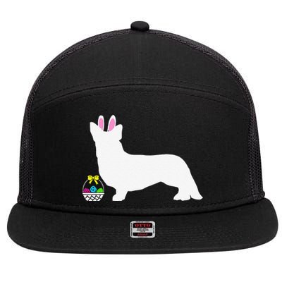 Cardigan Welsh Corgi Easter Bunny Dog Silhouette 7 Panel Mesh Trucker Snapback Hat