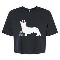 Cardigan Welsh Corgi Easter Bunny Dog Silhouette Bella+Canvas Jersey Crop Tee