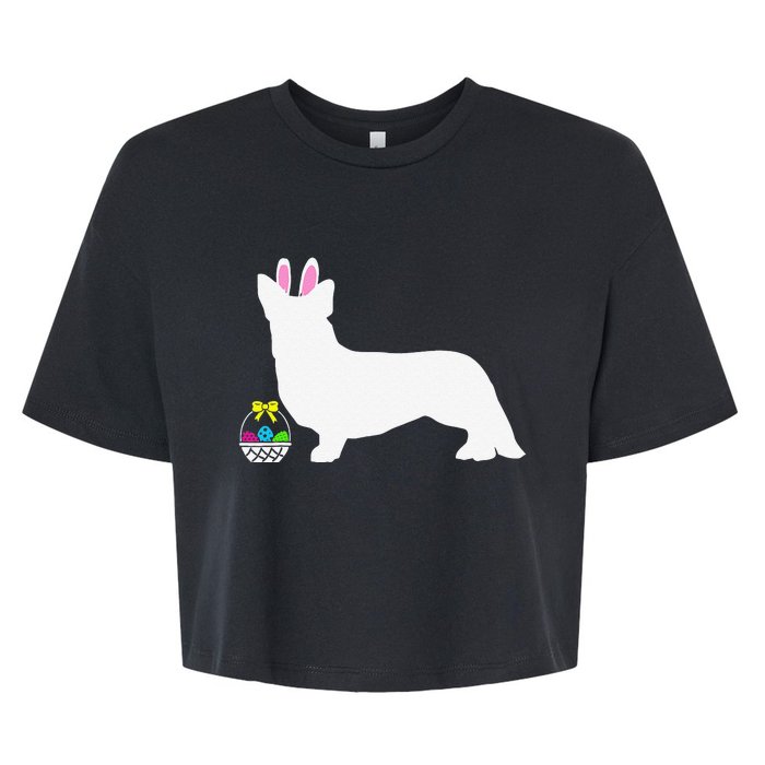 Cardigan Welsh Corgi Easter Bunny Dog Silhouette Bella+Canvas Jersey Crop Tee