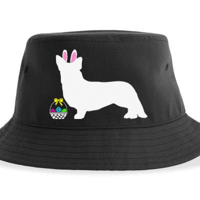 Cardigan Welsh Corgi Easter Bunny Dog Silhouette Sustainable Bucket Hat