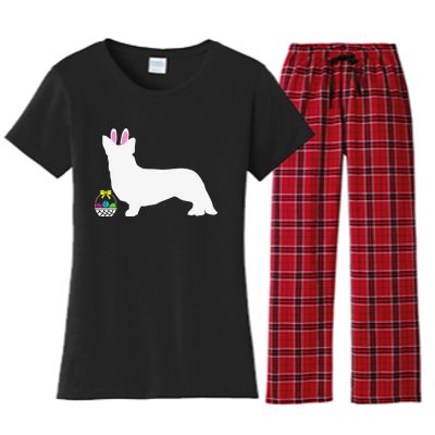 Cardigan Welsh Corgi Easter Bunny Dog Silhouette Women's Flannel Pajama Set