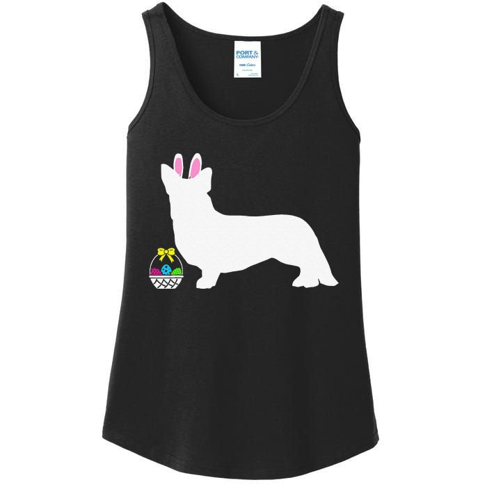 Cardigan Welsh Corgi Easter Bunny Dog Silhouette Ladies Essential Tank