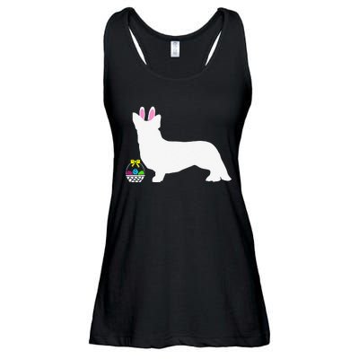 Cardigan Welsh Corgi Easter Bunny Dog Silhouette Ladies Essential Flowy Tank