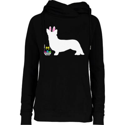 Cardigan Welsh Corgi Easter Bunny Dog Silhouette Womens Funnel Neck Pullover Hood