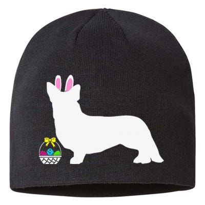 Cardigan Welsh Corgi Easter Bunny Dog Silhouette Sustainable Beanie