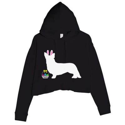 Cardigan Welsh Corgi Easter Bunny Dog Silhouette Crop Fleece Hoodie