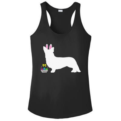 Cardigan Welsh Corgi Easter Bunny Dog Silhouette Ladies PosiCharge Competitor Racerback Tank