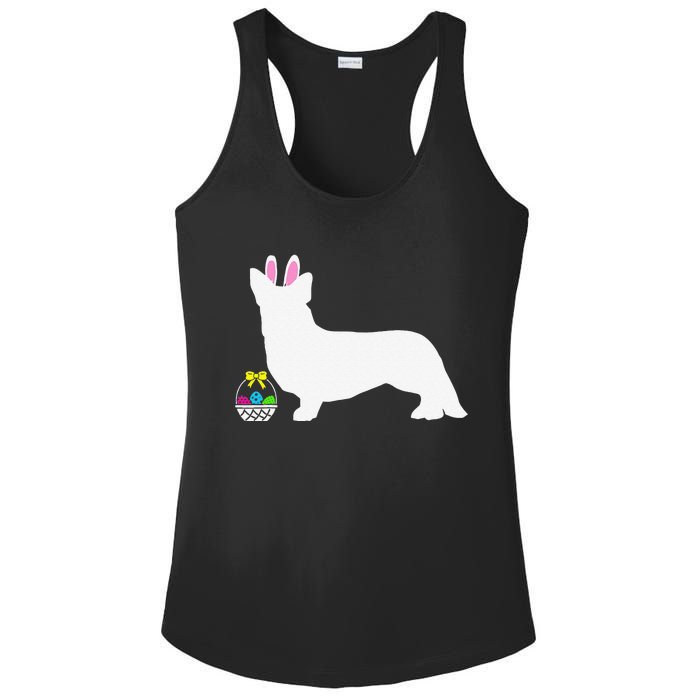 Cardigan Welsh Corgi Easter Bunny Dog Silhouette Ladies PosiCharge Competitor Racerback Tank