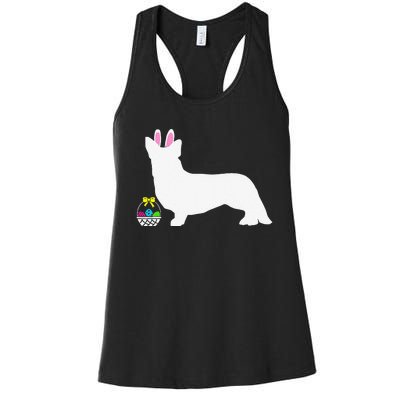 Cardigan Welsh Corgi Easter Bunny Dog Silhouette Women's Racerback Tank