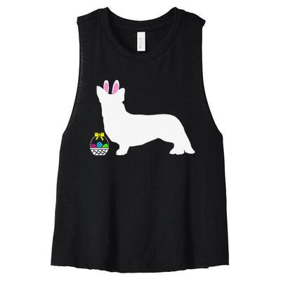 Cardigan Welsh Corgi Easter Bunny Dog Silhouette Women's Racerback Cropped Tank