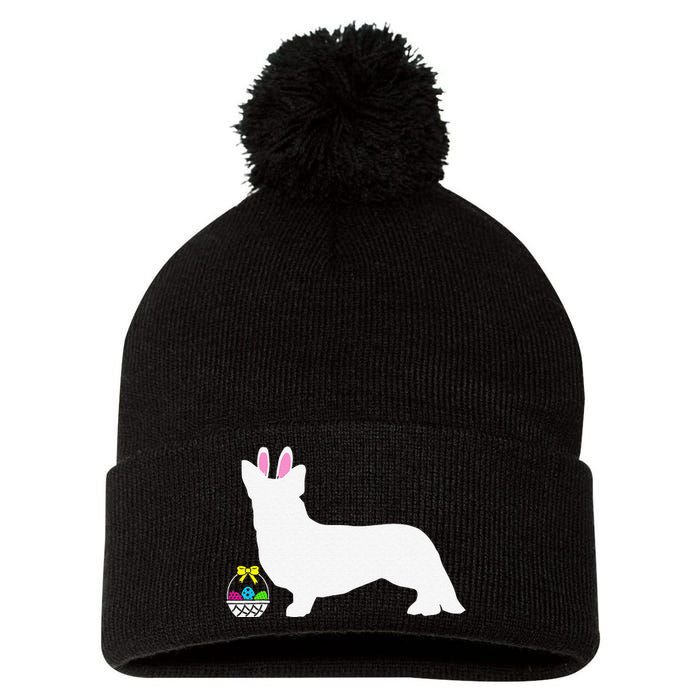 Cardigan Welsh Corgi Easter Bunny Dog Silhouette Pom Pom 12in Knit Beanie