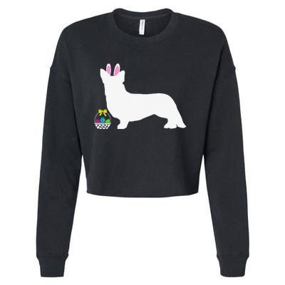 Cardigan Welsh Corgi Easter Bunny Dog Silhouette Cropped Pullover Crew