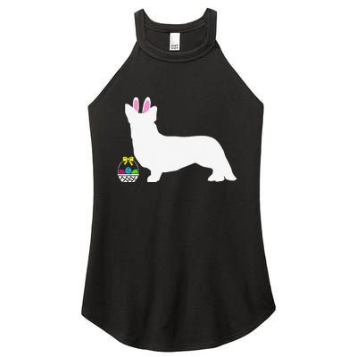 Cardigan Welsh Corgi Easter Bunny Dog Silhouette Women's Perfect Tri Rocker Tank