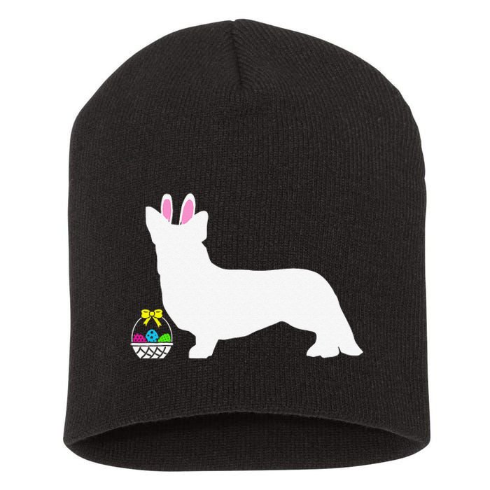 Cardigan Welsh Corgi Easter Bunny Dog Silhouette Short Acrylic Beanie