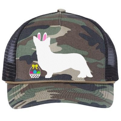 Cardigan Welsh Corgi Easter Bunny Dog Silhouette Retro Rope Trucker Hat Cap