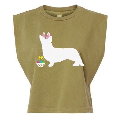 Cardigan Welsh Corgi Easter Bunny Dog Silhouette Garment-Dyed Women's Muscle Tee