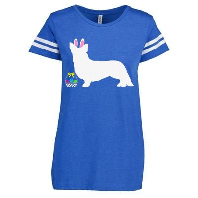 Cardigan Welsh Corgi Easter Bunny Dog Silhouette Enza Ladies Jersey Football T-Shirt