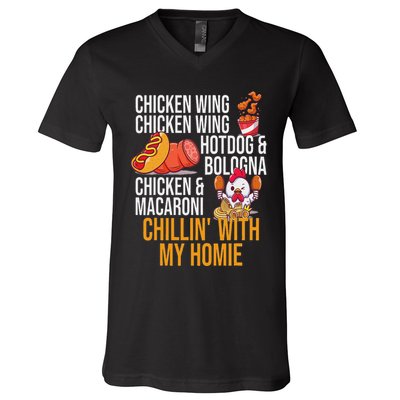 Chicken Wing Chicken Wing Hot Dog And Bologna V-Neck T-Shirt