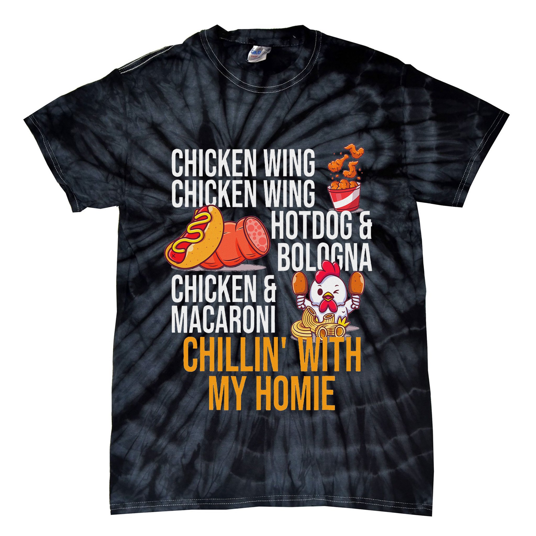 Chicken Wing Chicken Wing Hot Dog And Bologna Tie-Dye T-Shirt