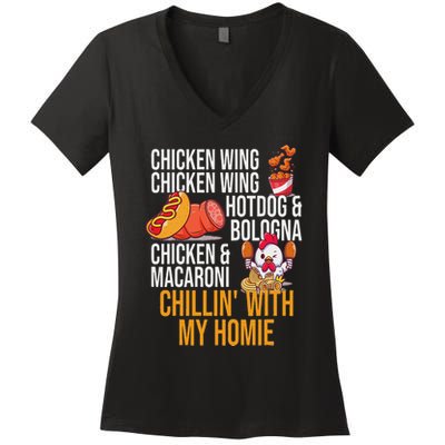 Chicken Wing Chicken Wing Hot Dog And Bologna Women's V-Neck T-Shirt