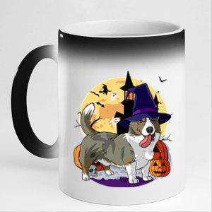 Cardigan Welsh Corgi Cute Dog Halloween Witch Pumpkin Cute Gift 11oz Black Color Changing Mug